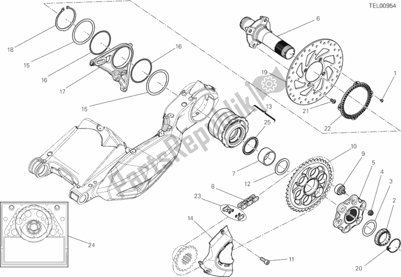 All parts for the Hub, Rear Wheel of the Ducati Diavel FL Brasil 1200 2015